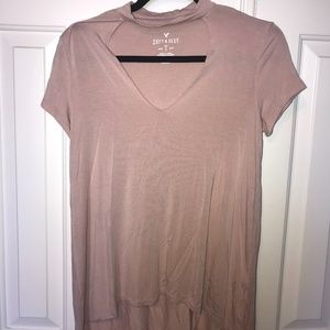 American Eagle V-Cutout Round Neck Tee